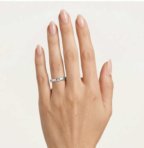 Minimalist white gold wedding ring