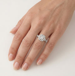 Elegant halo sterling silver ring for women