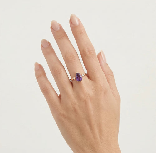 Roségoldring mit Amethyst und Diamanten