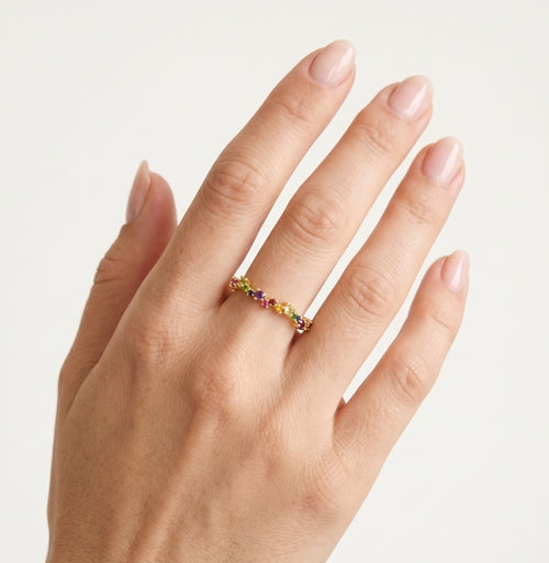 Gelbgold-Mehrstein-Eleganzring