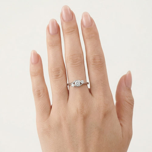 Dreistein-Silberring mit Cubic Zirkonia