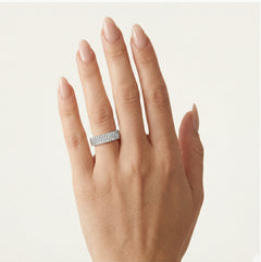 Three-row gold diamond band