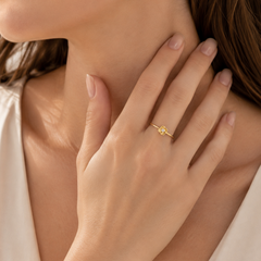 Yellow Gold Floral Zircon Ring