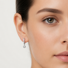 Sterling Silver Bezel Zirconia Drop Earrings