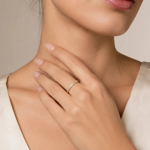 Yellow Gold Pavé Zirconia Band Ring