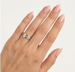 Zweifarbiger Gold-Ehering mit griechischem Muster