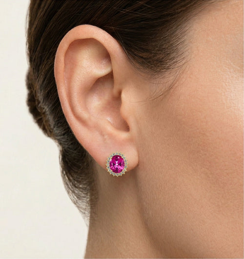 Royal ovale Rosenquarz Gold Ohrringe