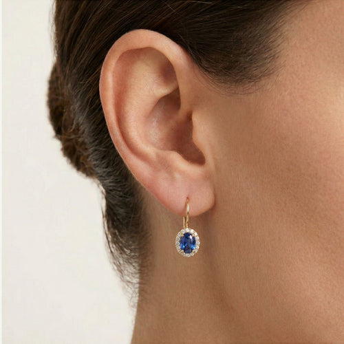 Ovale blaue Quarz-Goldohrstecker