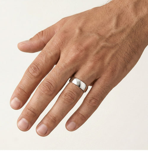 Anillo de boda clásico grueso de oro blanco