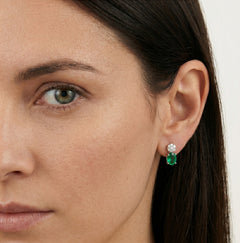 Pendientes de oro blanco con diamantes corte esmeralda