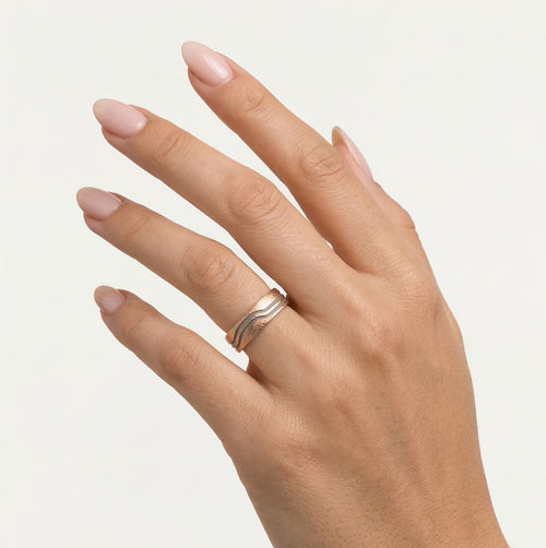 Roségold Ehering mit Rhodium-Linien