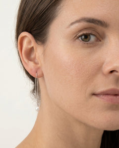 Pendientes de hilo de plata con perla