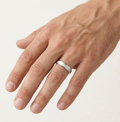 White gold wedding ring with matte finish