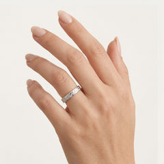 Designer white gold wedding ring with high polish and matte finish