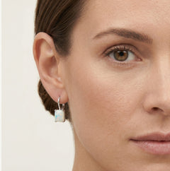 White opal solitaire drop earrings for women