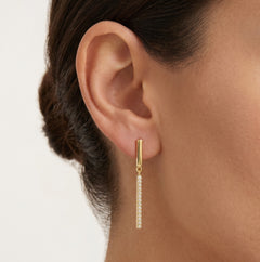 Gold dangling studs with cubic zirconia