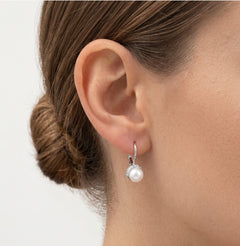 Unique pearl and cubic zirconia women drop earrings