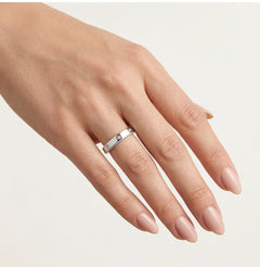 Elegant white gold wedding ring with optional stones