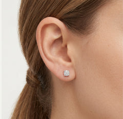 White gold radiant diamond stud earrings