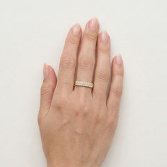 Zweireihiger Goldring mit Zirkonia