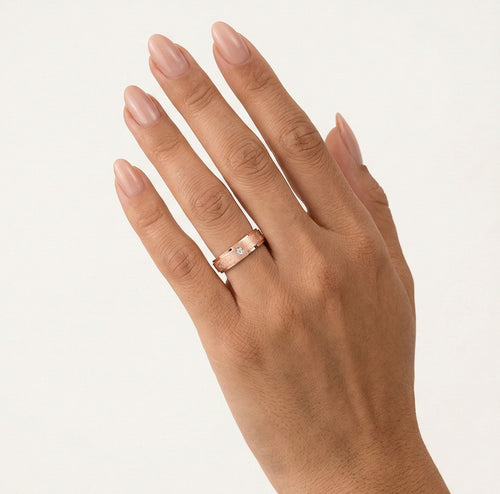 Rose gold sandblasted wedding rings