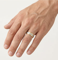 Zweifarbiger Gold-Ehering mit griechischem Muster