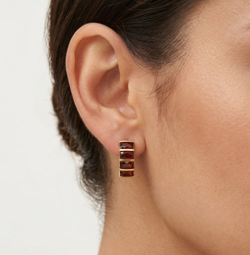 Boucles d'oreilles pendantes en grenat géométrique