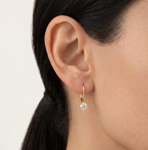 Lever back diamond earrings