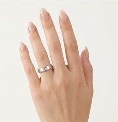 White gold wedding ring with solitaire option of stone