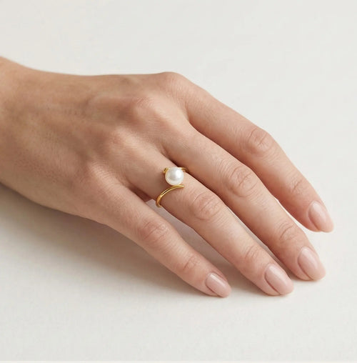 Gedrehter Perlen-Goldring