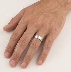 White gold wedding ring with square design