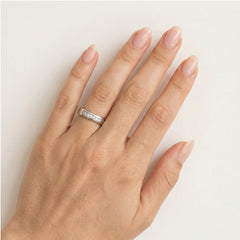 Bagues de mariage en or blanc poli brillant