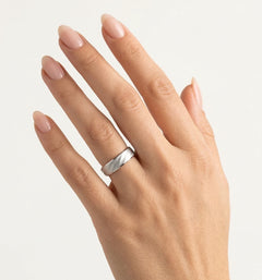 Matte finish white gold wedding ring