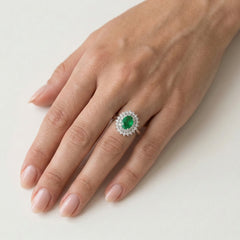 Royal emerald white gold ring