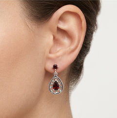 Pear garnet drop earrings