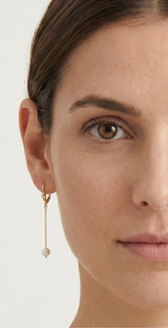 Lustrous pearl dandling earrings