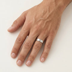 White gold wedding ring with line design