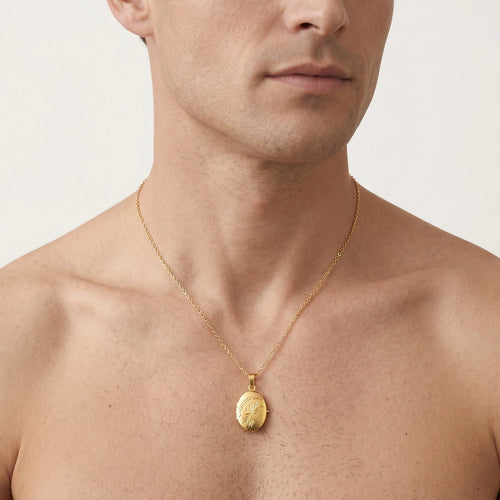 Gold oval medallion with patern