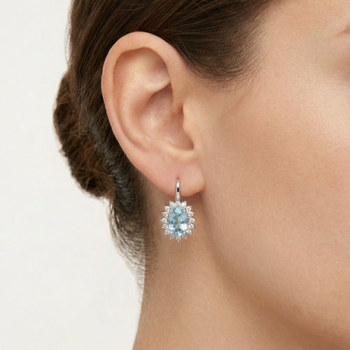 Königliche Aquamarin-Diamant-Ohrringe