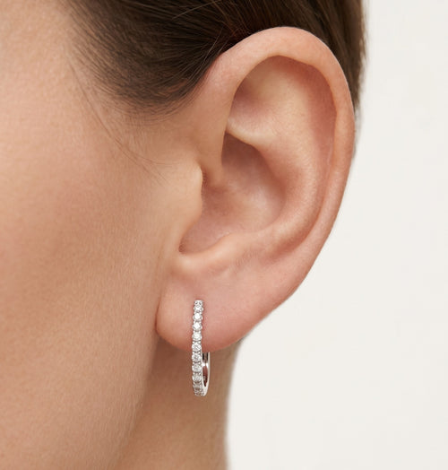 White gold diamond linear earrings