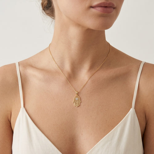 Goldenes Hamsa-Pendant
