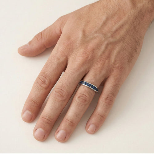 Prsten s modrým safírem