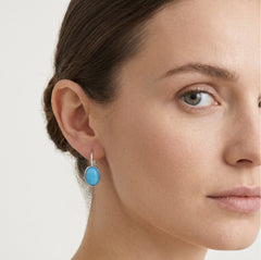 Drop earrings with turquoise cabochon