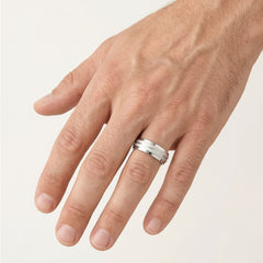 Dual finish white gold wedding ring