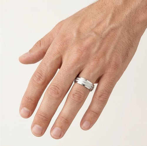 Dual finish white gold wedding ring