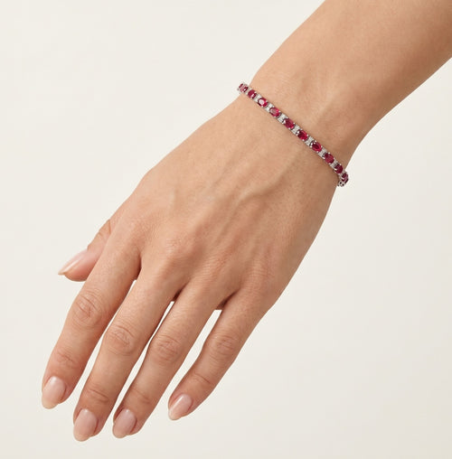 Gold-Rubin-Tennisarmband mit Diamanten