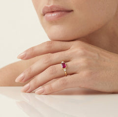 Red ruby yellow gold ring