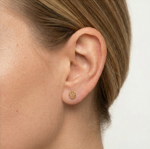 Pendientes de botón de oro con zirconio cúbico