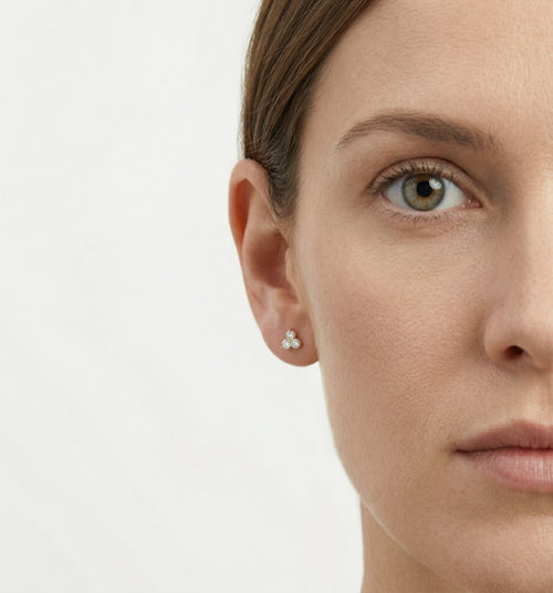 Gleaming clear cubic zirconia yellow gold earrings