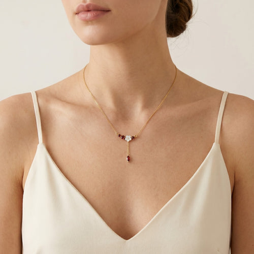 Elegant garnet and rose quartz necklace